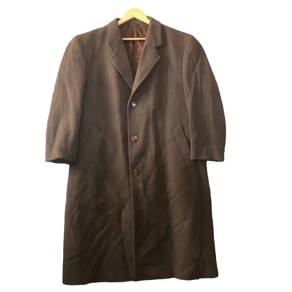 SILVER CLOUD wool/nylon/cashmere Blend Brown/Rust Dress overcoat size 46 Long